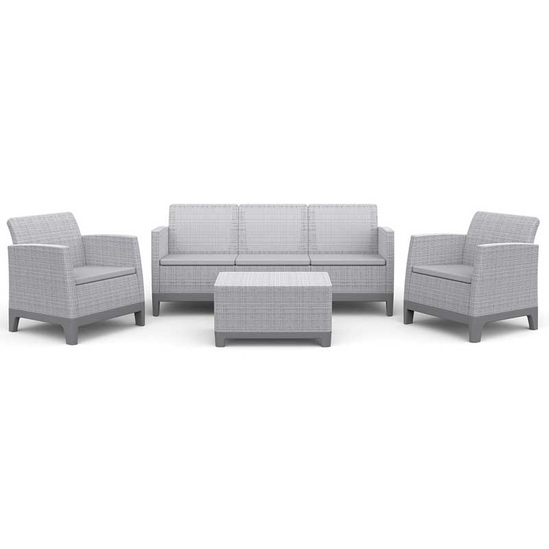 Keter Scandi Forma 3-Seater Lounge set sa trosedom i Box stolom Siva - dodatni pogled