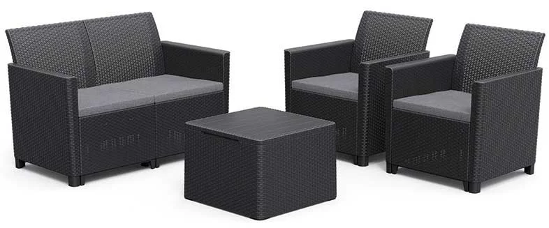 Baštenska garnitura Keter Claire 2-seater Sa box stolom Grafit 