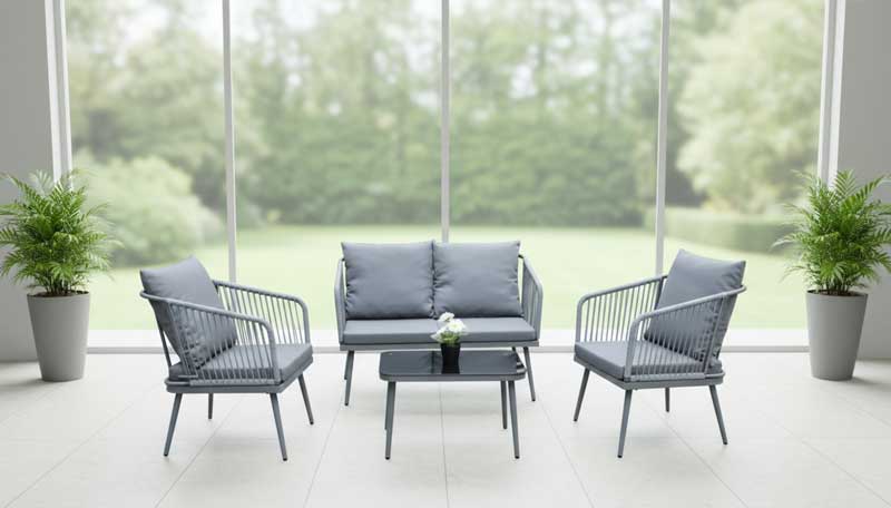 Baštenska garnitura sa dvosedom Dali Ratan Siva - dodatni pogled