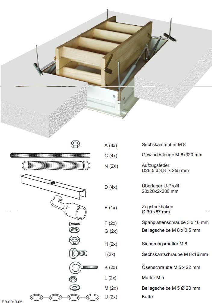 Stepenice za potkrovlje 120 x 70 cm - dodatni pogled