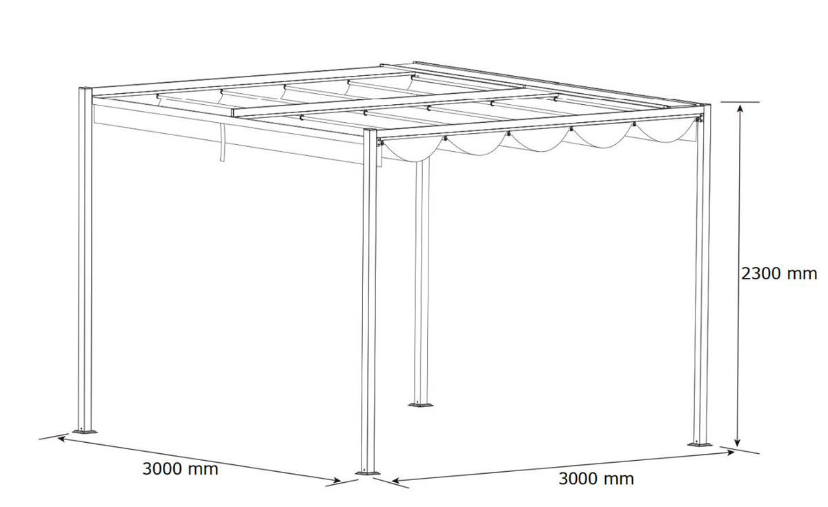 Pergola Arigo 3 x 3 x 2.3 m - dodatni pogled