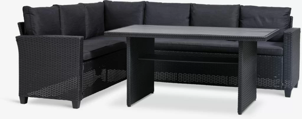 Ugaona Lounge Ratan Garnitura Perth Black