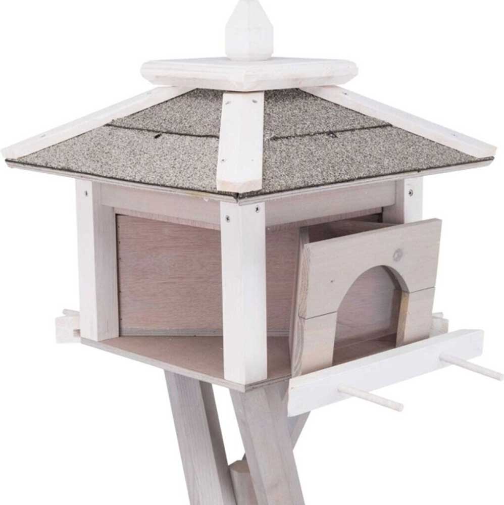 Velika hranilica za ptice na postolju 1.35m Drvena kućica Natura grey/white Trixie 55810 - dodatni pogled