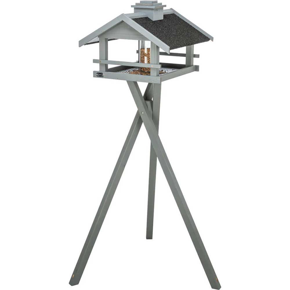 Velika hranilica za ptice na postolju 1.34m Drvena kućica sivo-crna Trixie 55813 - dodatni pogled