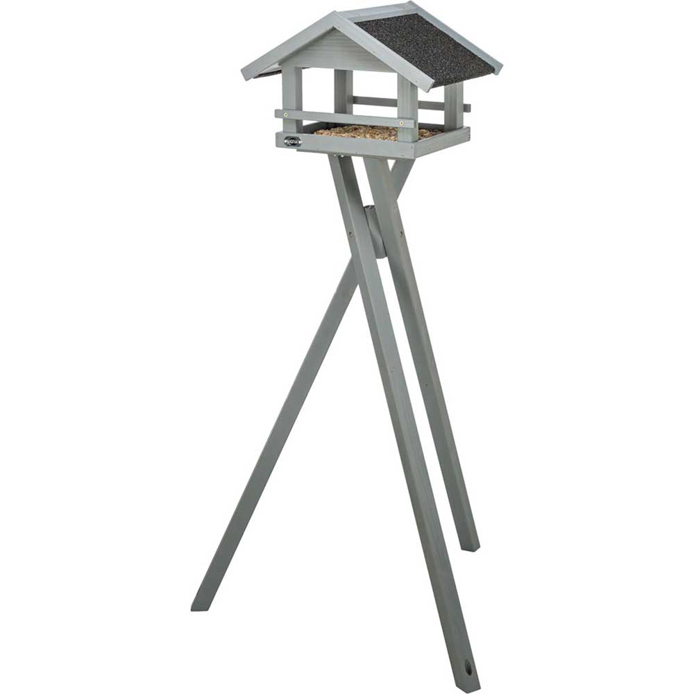 Hranilica za ptice na postolju 1.27m Drvena kućica siva Trixie 55815 - dodatni pogled