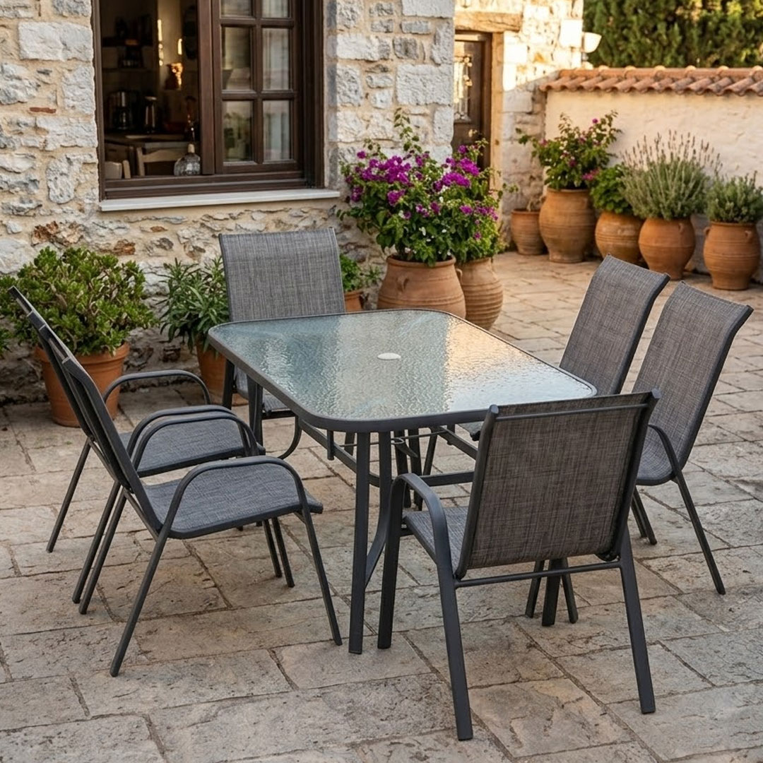 Melirana - siva garnitura za 6 osoba, garnitura za dvorište i terasu Metaora Grey - dodatni pogled