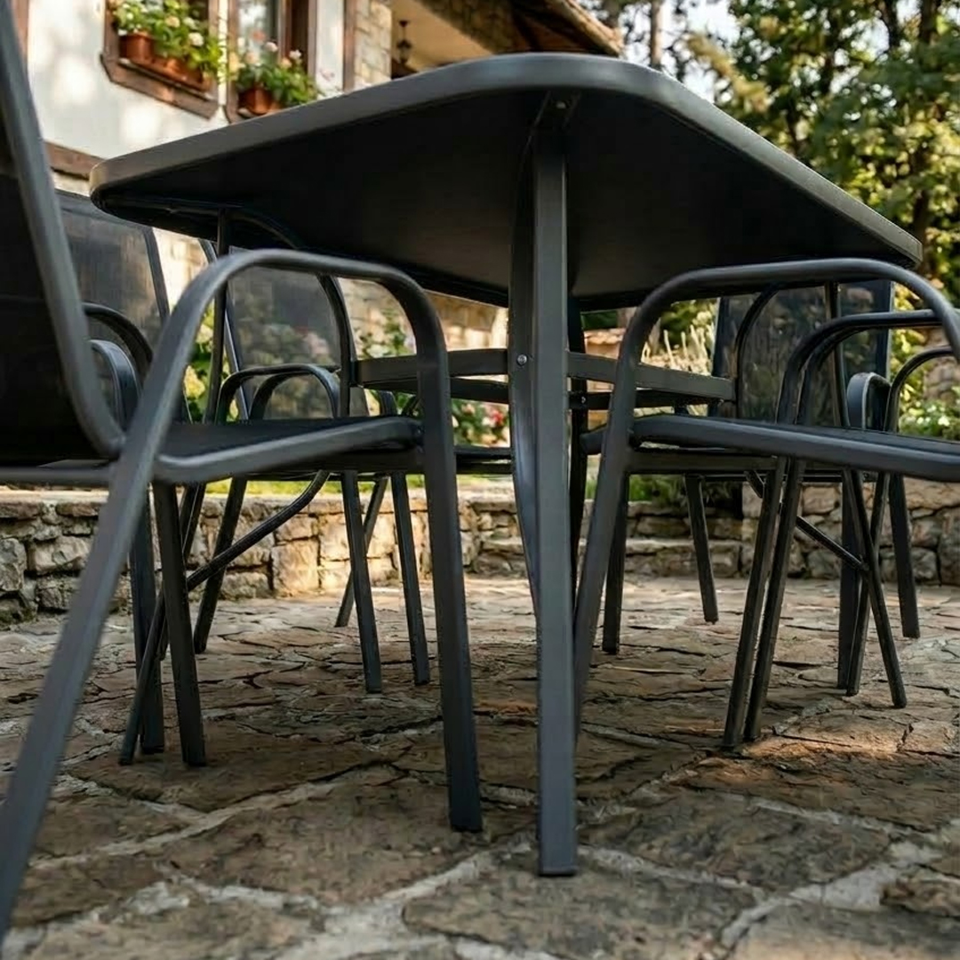 Baštenski Trpezarijski Set Temara 6 Stolica i Sto sa Staklenom Pločom - dodatni pogled