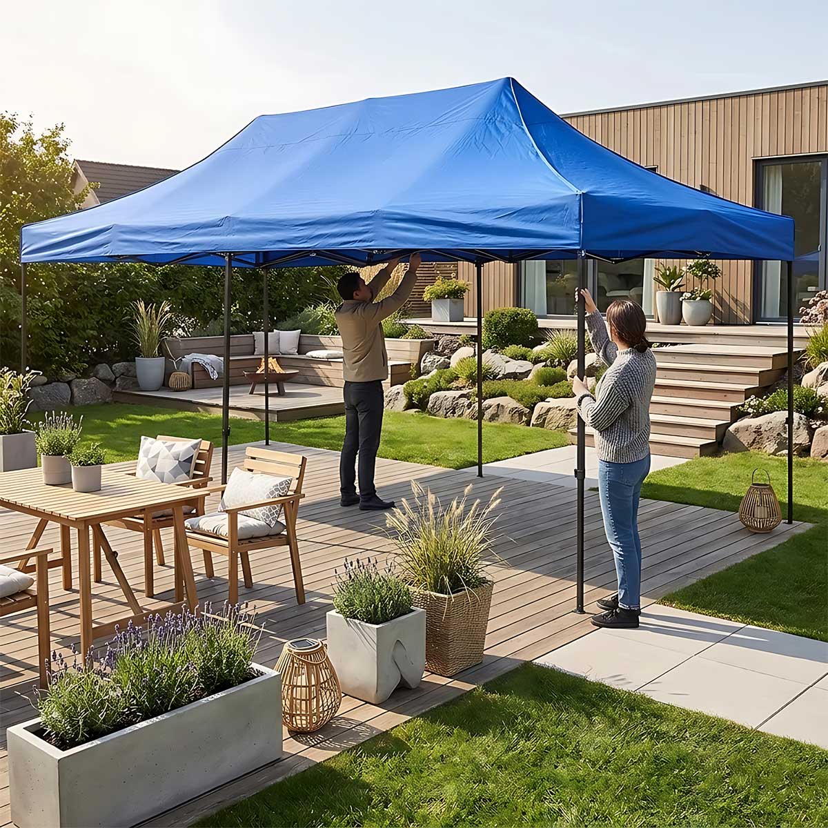 PopUp Kišobran Paviljon 6 x 3 m Plavi - dodatni pogled