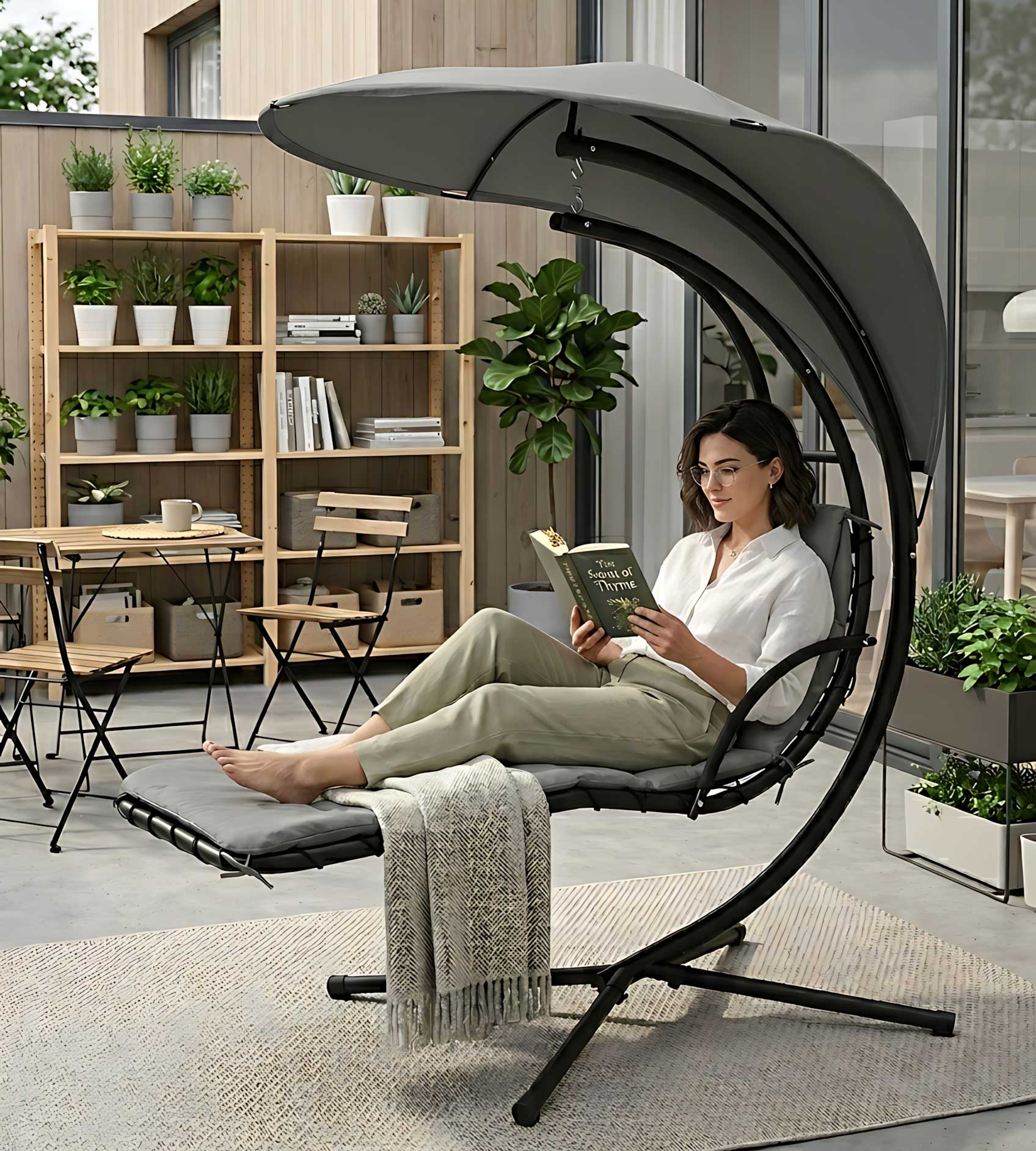 Ležaljka Ljuljaška Oxigenio Grey sa Tendom - dodatni pogled