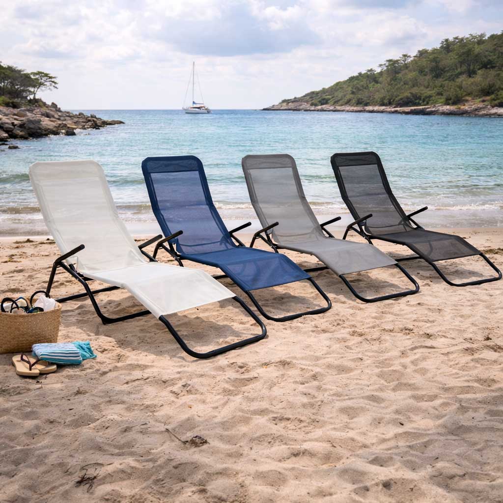 Progarden Ležaljka sa podesivim naslonom 007 Bela-Bež - dodatni pogled