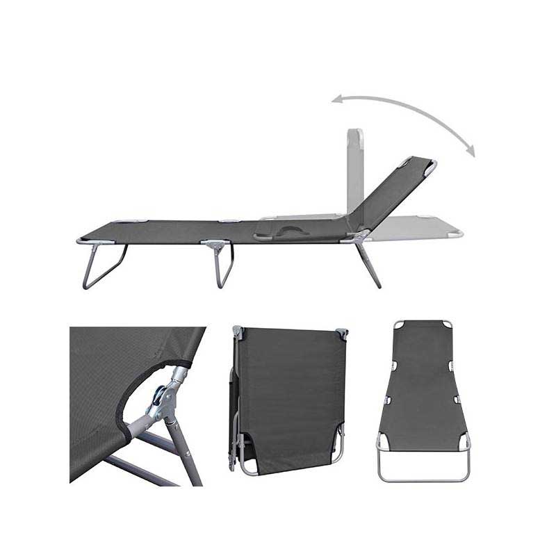 Sklopiva ležaljka sa ramom Siva - dodatni pogled