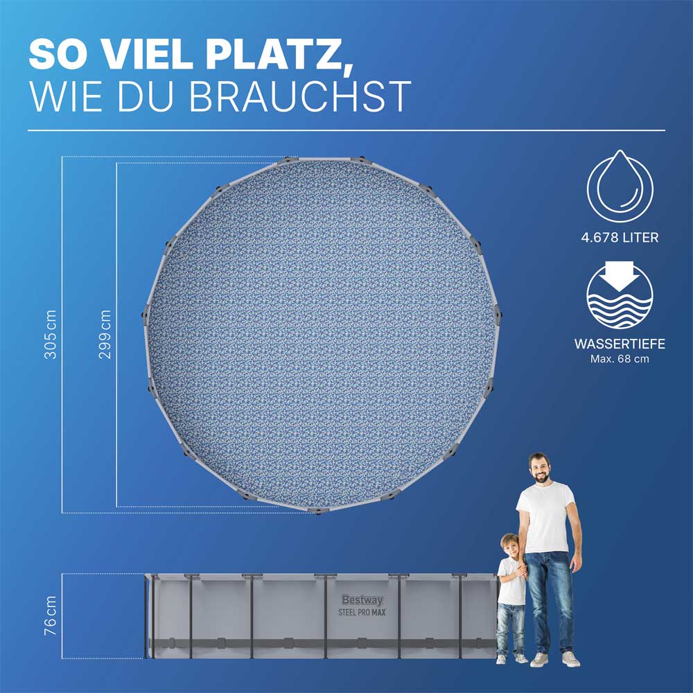 Bestway Okrugli bazen sa metalnim ramom Steel Pro MAX™ Frame Pool Set 305x76cm 56408 - dodatni pogled