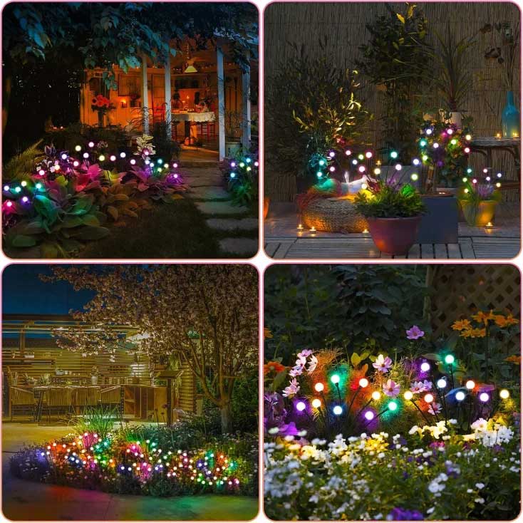 Dve solarne RGB baštenske lampe sa po 8 LED multikolor dioda - dodatni pogled