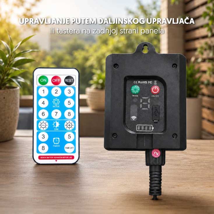 Solarni LED svetleći niz 10m sa 10 retro sijalica - dodatni pogled
