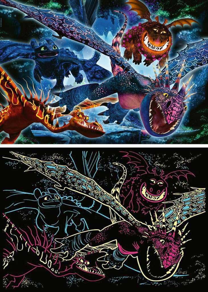 Puzzle koja svetli u mraku 100XXL delova Zmajevi Ravensburger 13710 - dodatni pogled