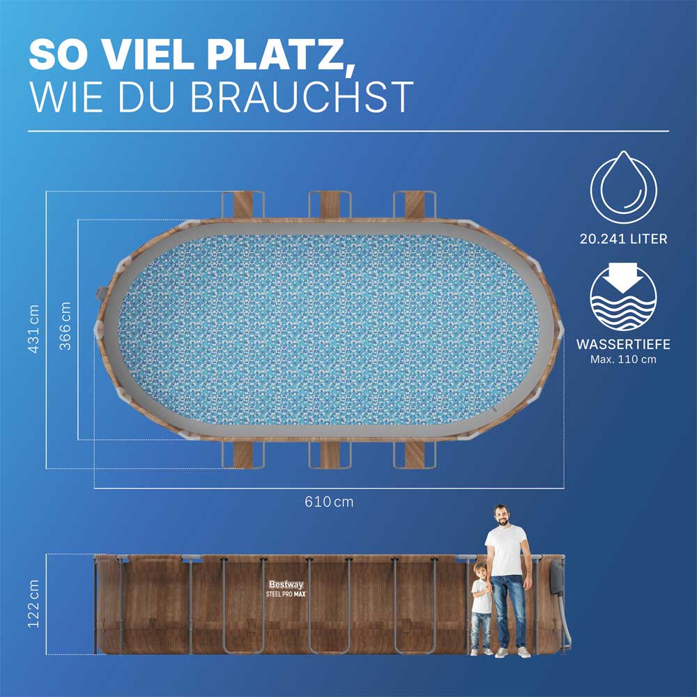 Bestway Bazen sa pumpom i merdevinama Steel Pro MAX™ 610x366x122cm 56719 - dodatni pogled