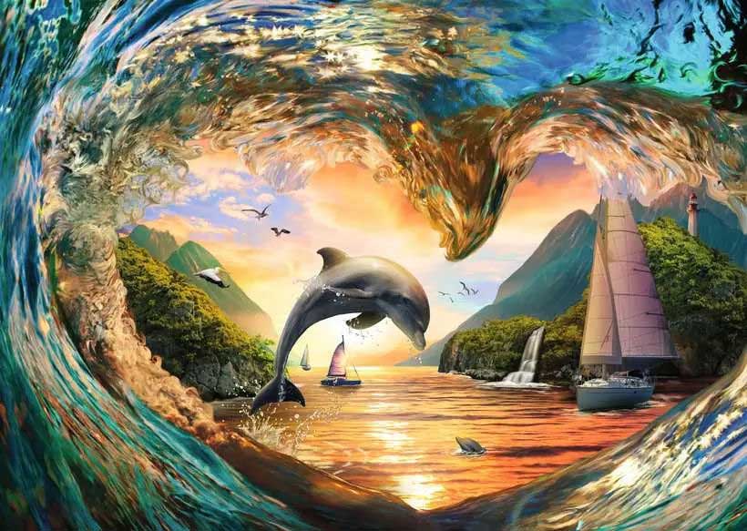Puzzle slagalica 1000 delova Skok u zalasku sunca Ravensburger 12001711 - dodatni pogled