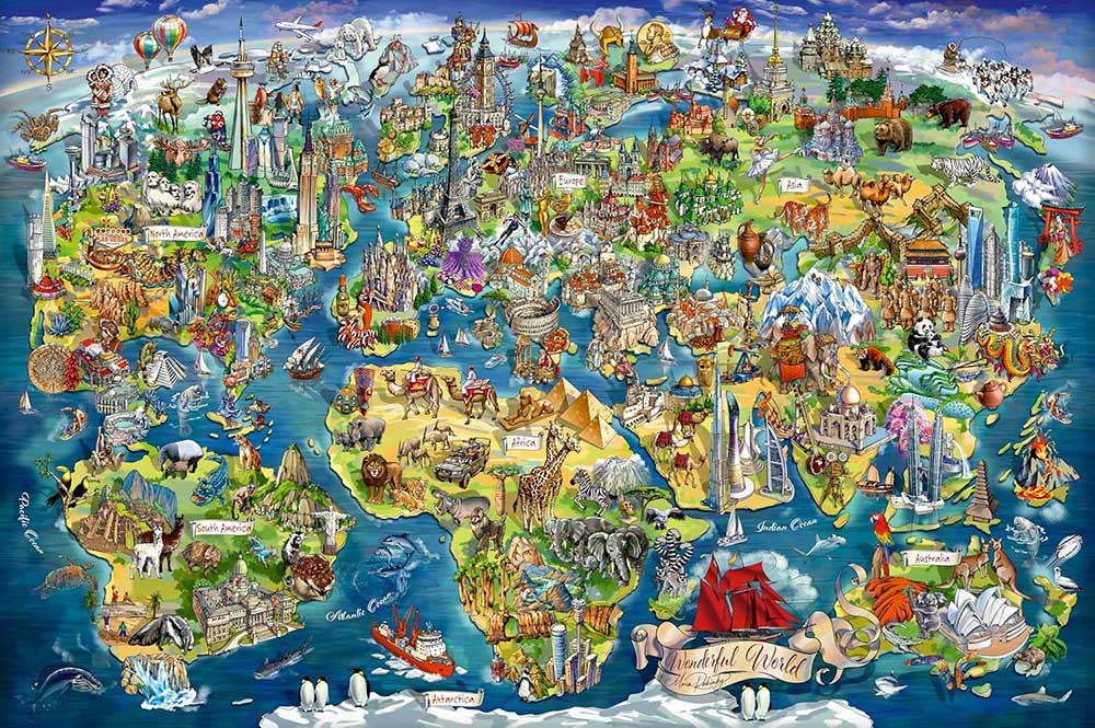 Puzzle slagalica 5000 delova Ilustrovana mapa sveta Ravensburger 12001738 - dodatni pogled
