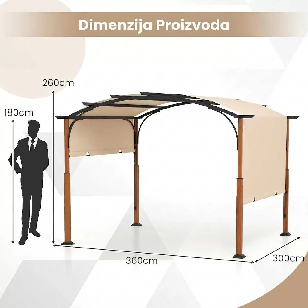Pergola Sa Lučnim Krovom 3.6 x 3 m Venturo Prestige