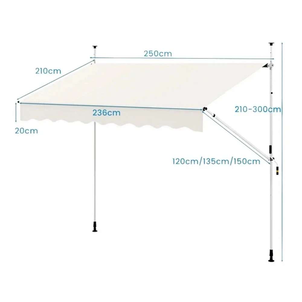 Montelux Easy Tenda 250 x 120 cm Sa Teleskopskim Nosačima - Bez bušenja - dodatni pogled