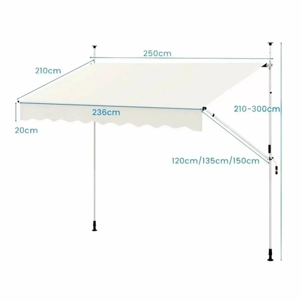 Montelux Easy Tenda 250 x 120 cm Sa Teleskopskim Nosačima - Bez bušenja