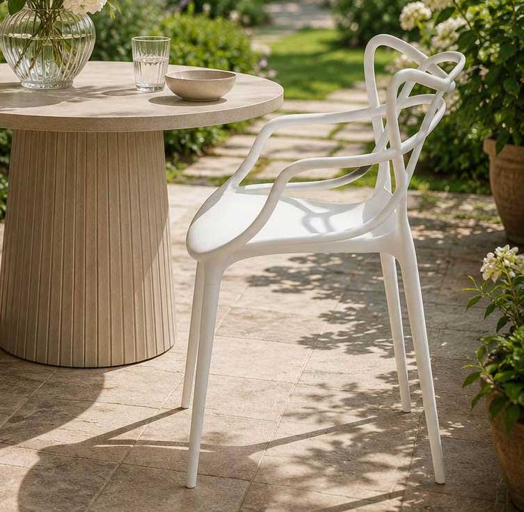 Elegantna baštenska stolica od kvalitetne plastike Bela - dodatni pogled