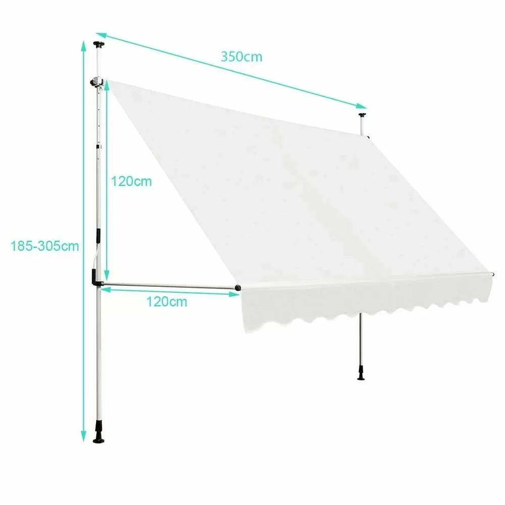 Beife Balkonska Tenda sa Teleskopskim Nosačima 350 x 120 cm Montelux Easy - Bez Bušenja