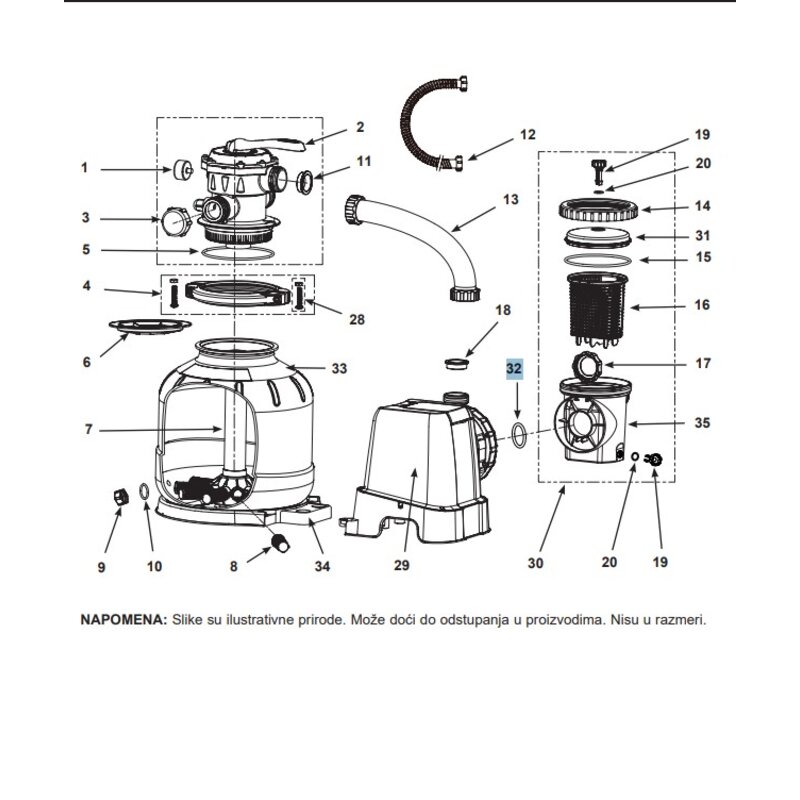 Gumica (dihtung) za filter peščane pumpe Intex SX2100 / SX2800 / SX3000 / SX3200 - dodatni pogled