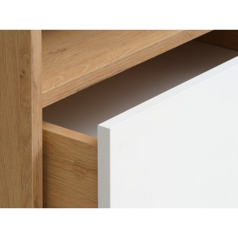 Komoda BILLUND 3 fioke, bela/natur hrast, 71x90x39 cm - dodatni pogled