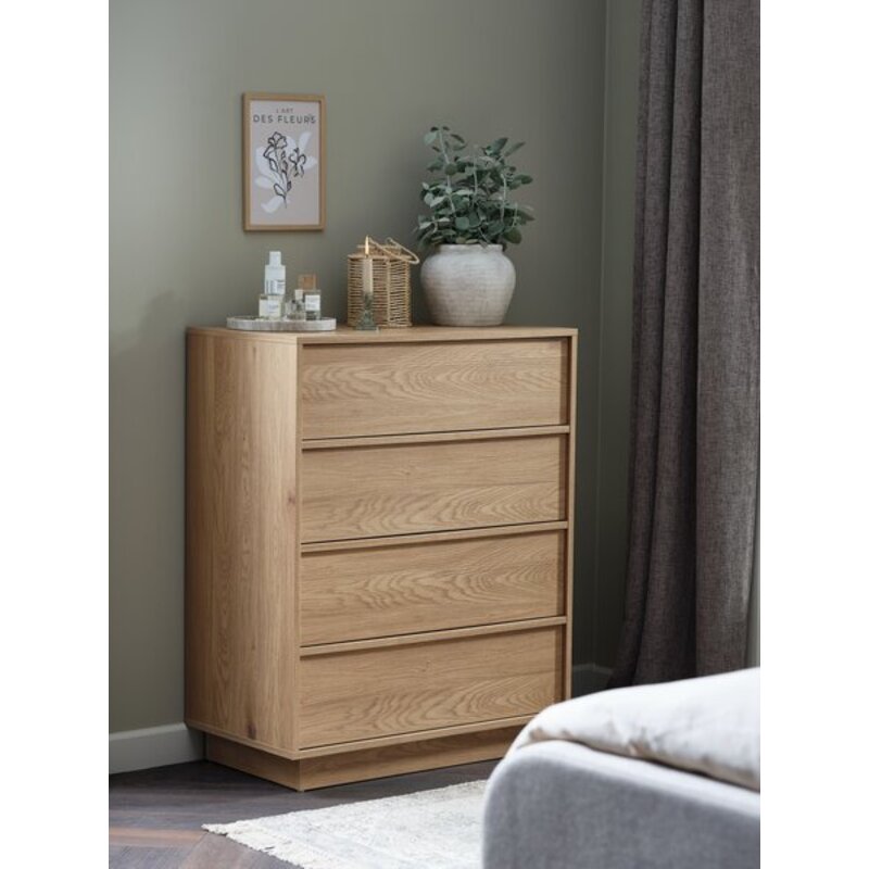 Komoda TRANUM, 4 fioke, topao hrast, 81x102x45 cm - dodatni pogled