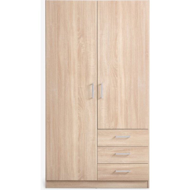 Ormar FANDRUP 97x176 cm, 2 vrata, 3 fioke, svetao hrast - dodatni pogled