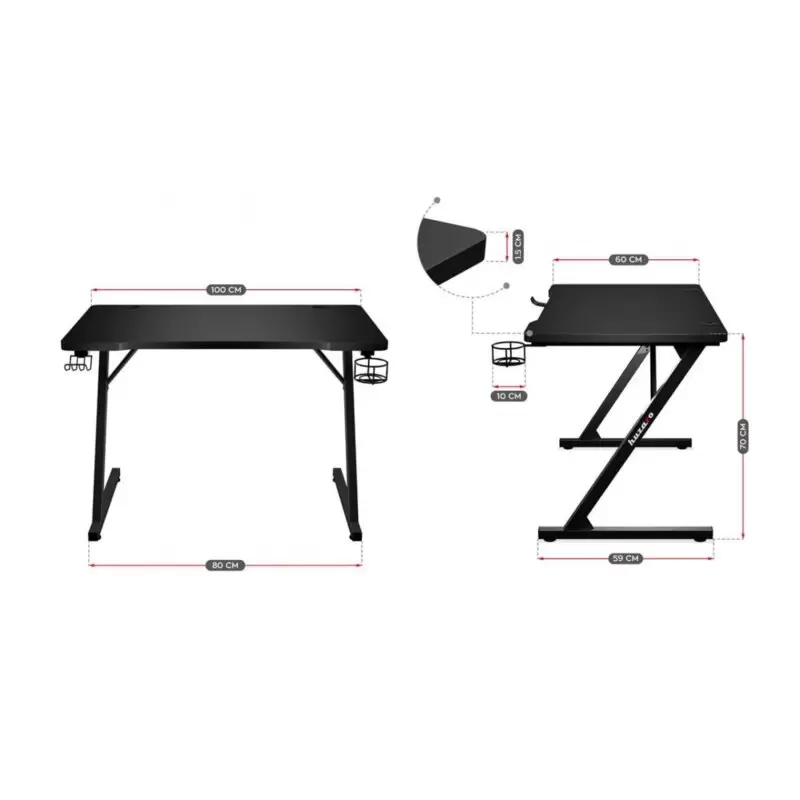 Huzaro Hero 1.8 Gaming Sto, Crni, 100x60cm