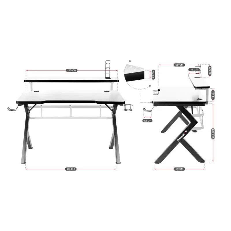 Huzaro Hero 5.0 Gaming Sto, Beli, 120 x 60 cm