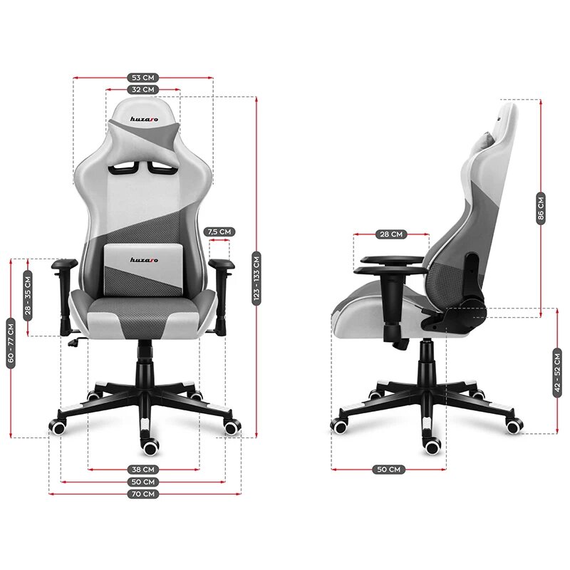 Huzaro Force 6.2 Bela Mesh Gaming Stolica - dodatni pogled