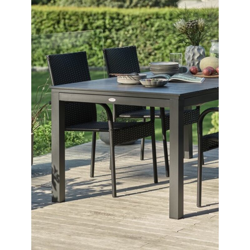Baštenski sto VATTRUP 95x172/276 cm, crna, aluminijum/veštačko drvo, na produžetak - dodatni pogled