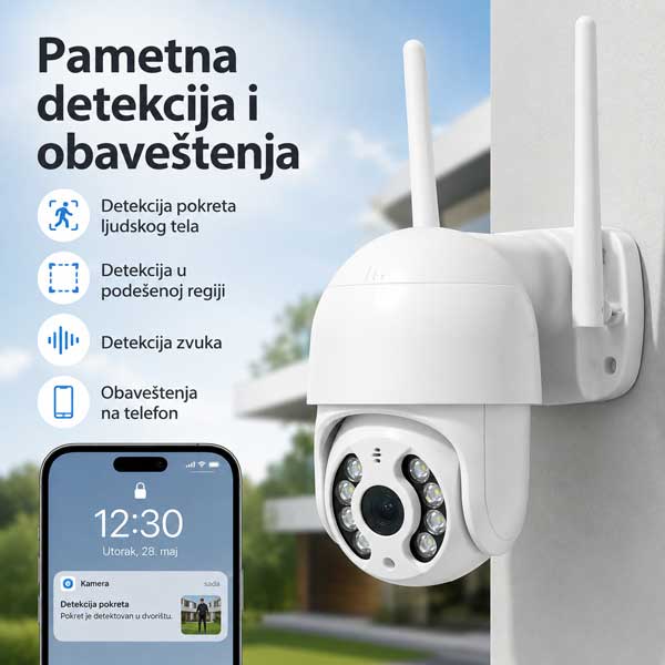Wi-Fi sigurnosna kamera 4 MP sa PTZ rotacijom IR 20 m - dodatni pogled