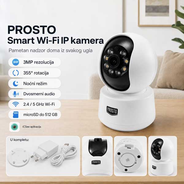 Wi-Fi sigurnosna kamera 3 MP 2,4/5 GHz PTZ IR 10 m - dodatni pogled