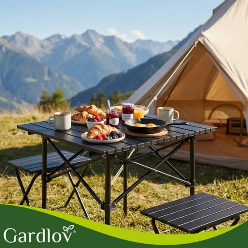 Sklopivi kamping sto Gardlov Crni – nosivost 70 kg - dodatni pogled