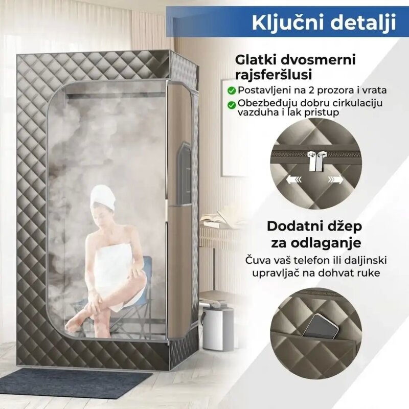 Domaro Prenosiva parna sauna za 1 osobu sa masažerom i generatorom pare 3L - dodatni pogled