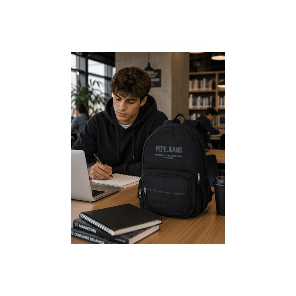 Ranac 46cm za školu  sa pregradom za laptop PJL Edward black 61625 - dodatni pogled