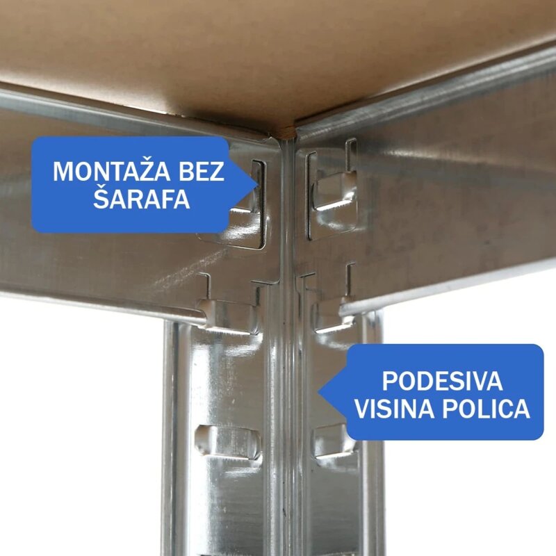 SuperHome Metalna Montažna Polica 180x120x45cm, 5 Nivoa, Nosivost 1125kg - dodatni pogled