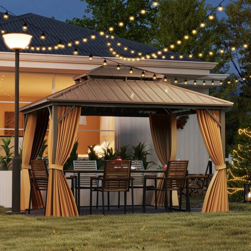 Metalni Baštenski Paviljon LUX sa Zavesama i Mrežom protiv Komaraca 354x294cm - dodatni pogled