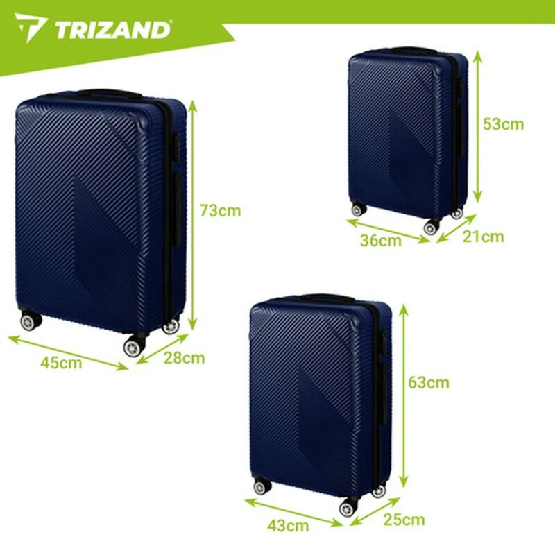 Trizand Set Kofera za Putovanje, 3 Komada, Teget Plava - dodatni pogled