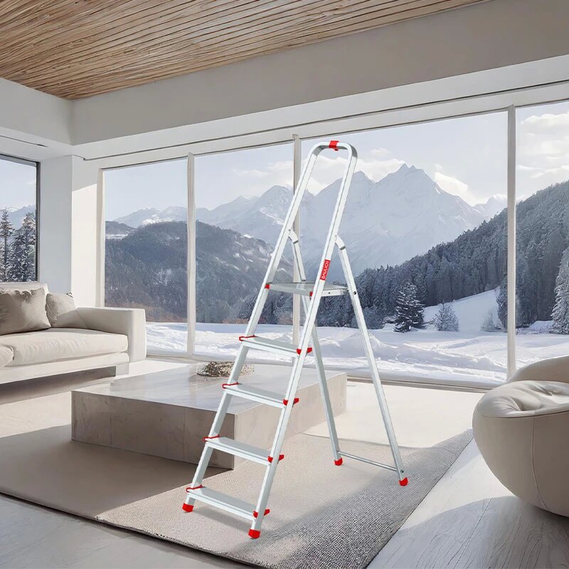 BAULICH Aluminijumske Kućne Merdevine 4+1, 5 Stepenika, Radna Visina 2,97m - dodatni pogled