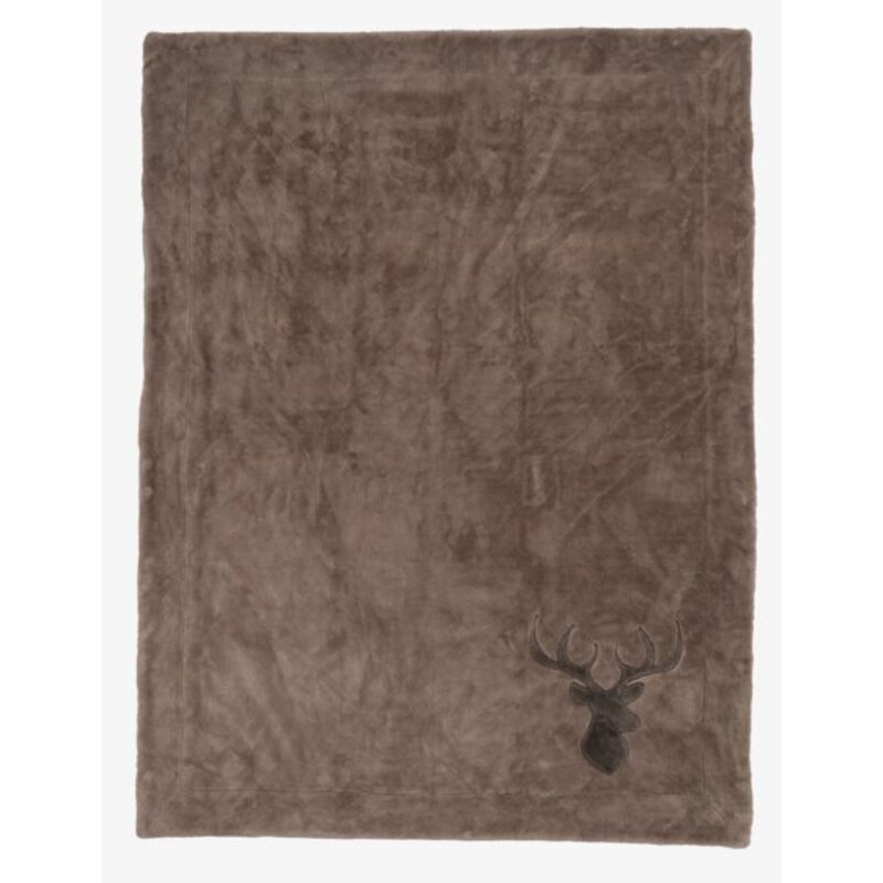 Ćebe od mekog veštačkog krzna sa izvezenim motivom jelena 130x170cm - dodatni pogled