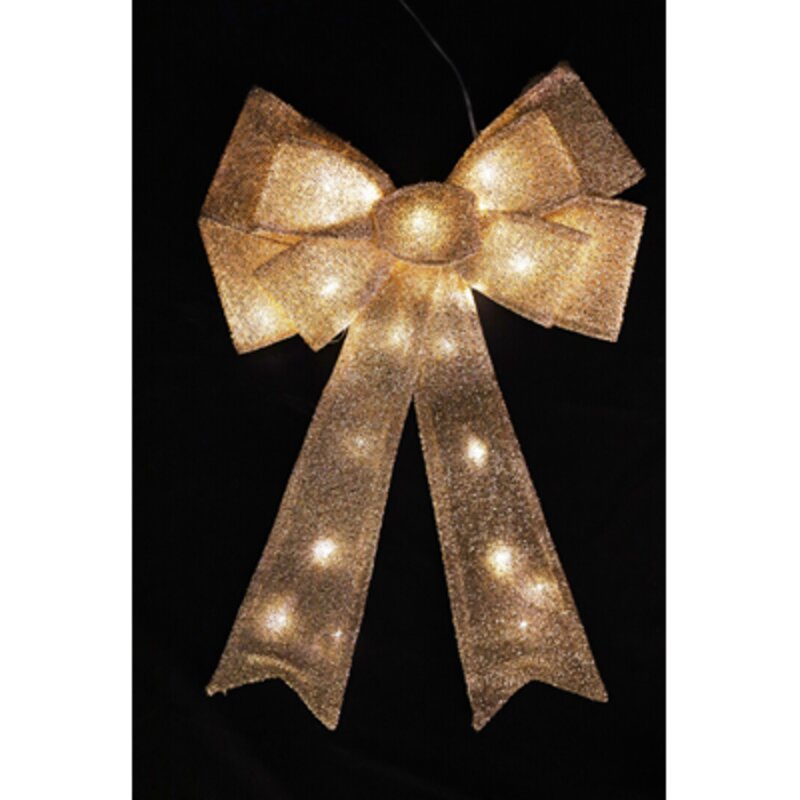 Novogodišnja Mašna Visine 60 cm sa 30 LED lampica Zlatna - dodatni pogled