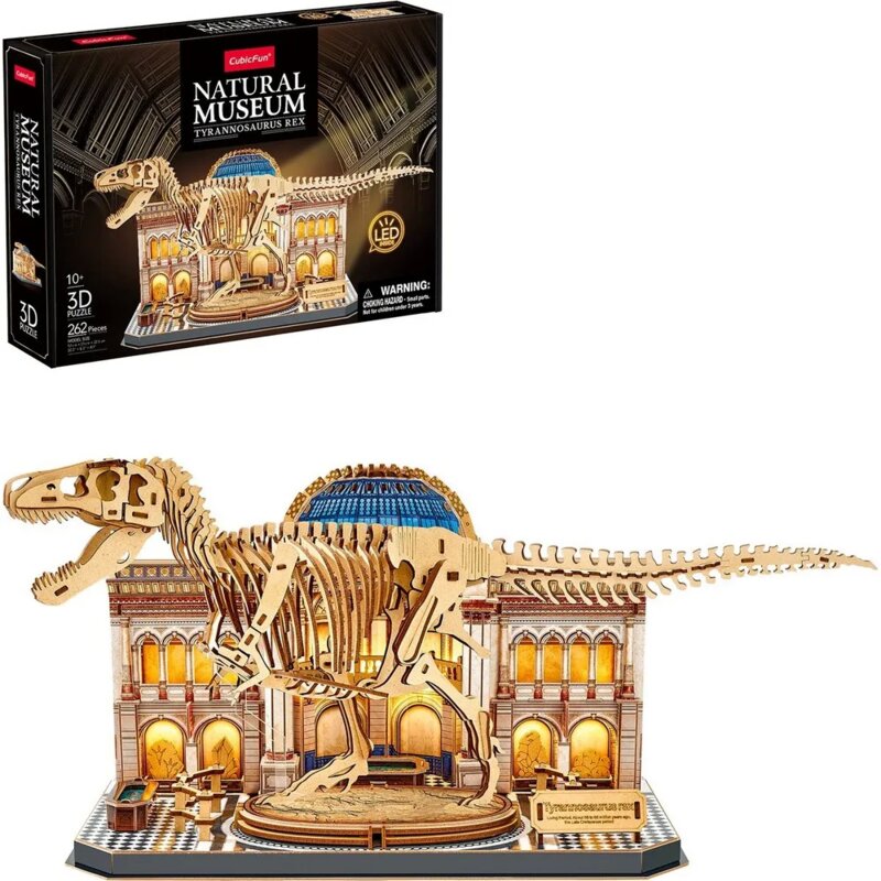 CubicFun 3D Puzzle T-Rex sa LED osvetljenjem – Muzejska kolekcija - dodatni pogled
