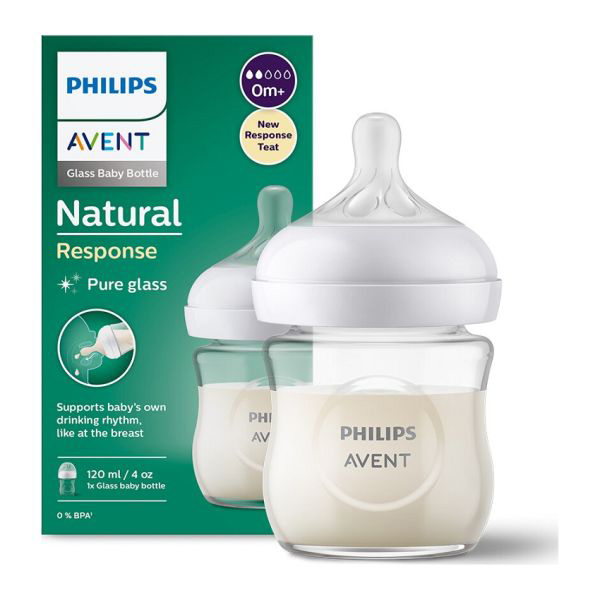 Philips Avent Staklena flašica za bebe Natural response 120ml sa cuclom 0m+ SCY930/01 - dodatni pogled