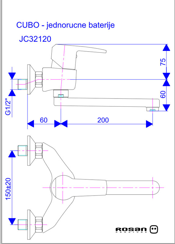 Rosan Cubo Slavina Za Lavabo ili Sudoperu JC32120 - dodatni pogled
