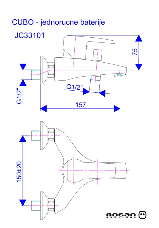 Rosan Cubo Baterija Za Kadu JC33101 - dodatni pogled